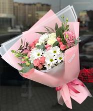 Букет цветов из:  Розы, Лизиантусы и Хризантемы в Аносино